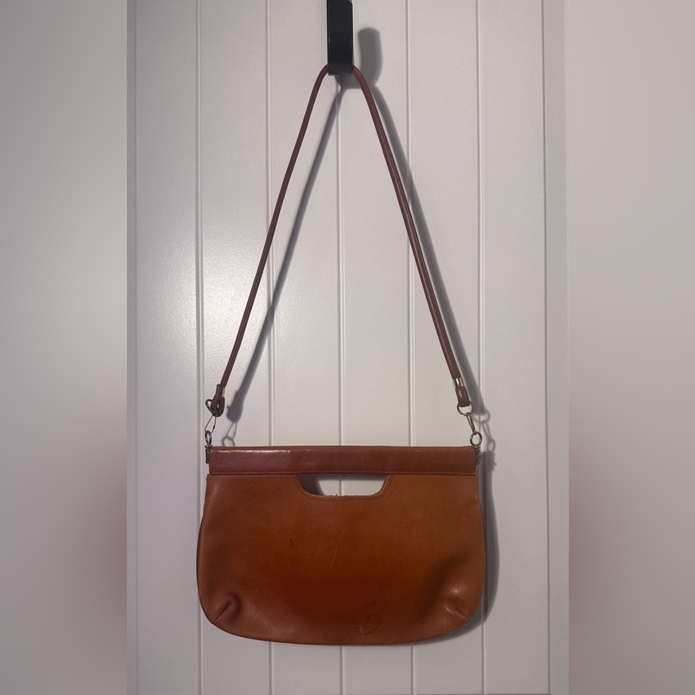 Vintage Brown Leather Shoulder Bag/Clutch
